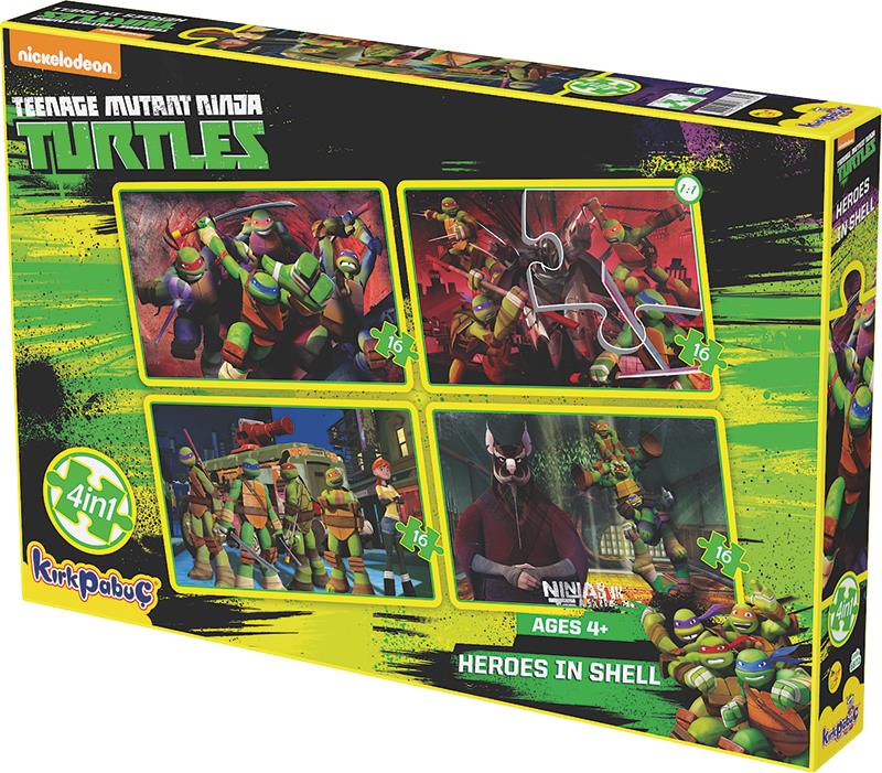 6872 Anatolian Puzzle Ninja Turtles, Heroes In Shell 4 X 16 Parça Karton Puzzle