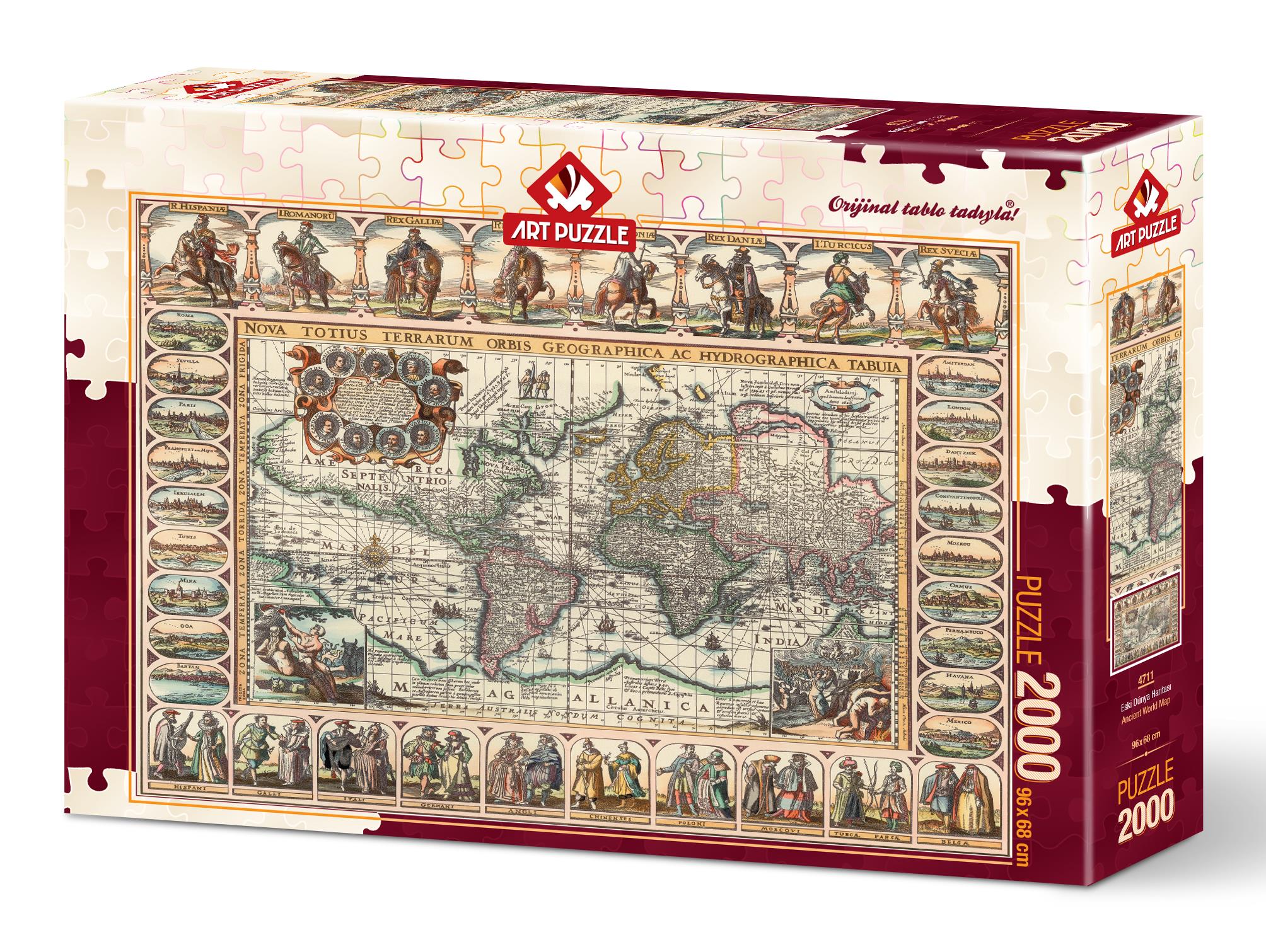 Art Puzzle 4711 Eski Dünya Haritası 2000 Parça Puzzle