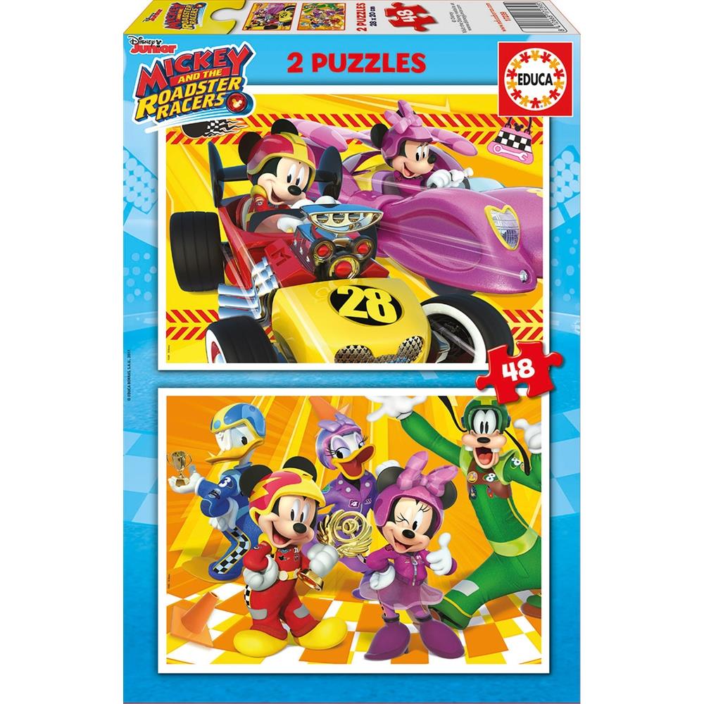 17239 Educa Puzzle Mickey Mouse Roadstar Racers, Disney 2 X 48 Parça Karton Puzzle