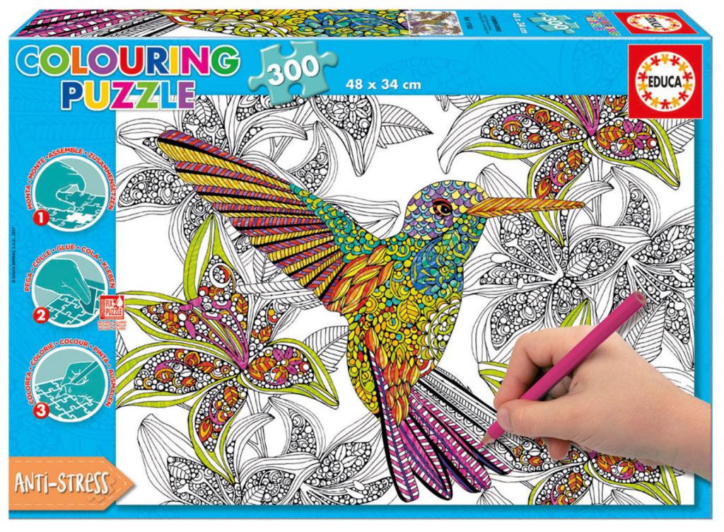 17083 Educa Puzzle Humminbird 300 Parça Boyama Karton Puzzle
