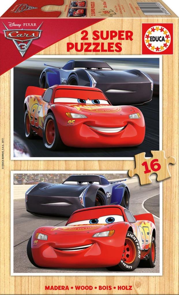17172 Educa Puzzle Cars 3, Disney 2 X 16 Parça Ahşap Puzzle