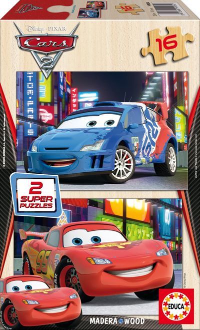 14934 Educa Puzzle Cars 2, Disney 2 X 16 Parça Ahşap Puzzle