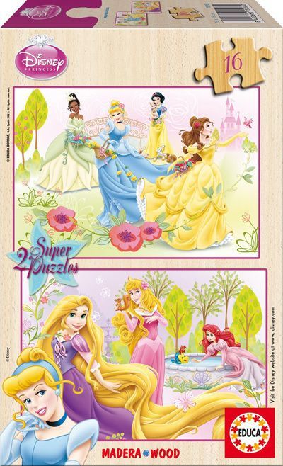 15283 Educa Puzzle Princess, Disney 2 X 16 Parça Ahşap Puzzle