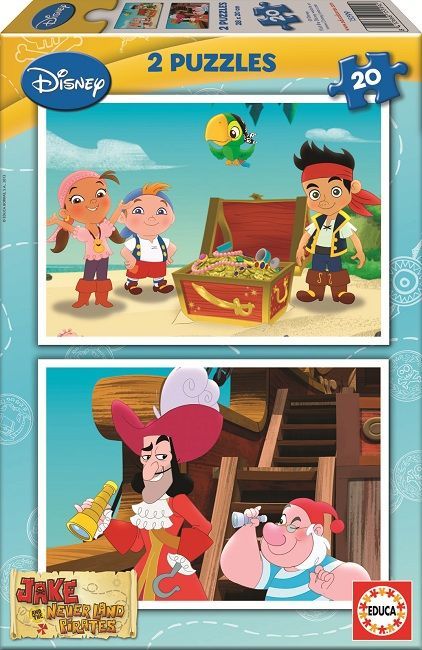 15599 Educa Puzzle Jake And The Neverland Pirates, Disney 2 X 20 Parça Karton Puzzle