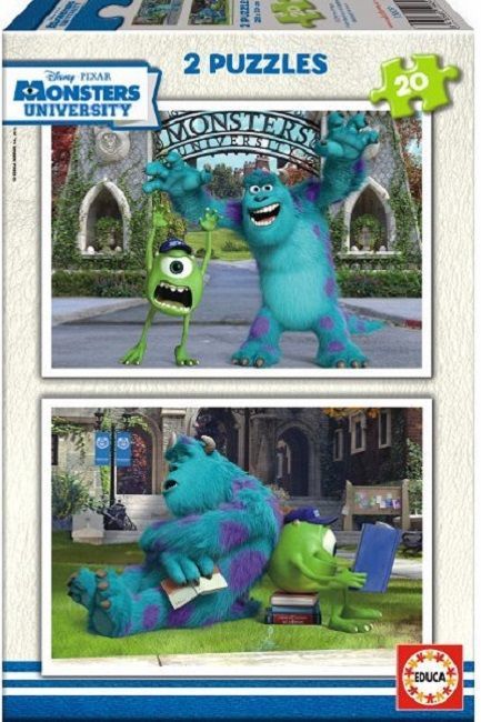 15609 Educa Puzzle Monsters University, Disney 2 X 20 Parça Karton Puzzle