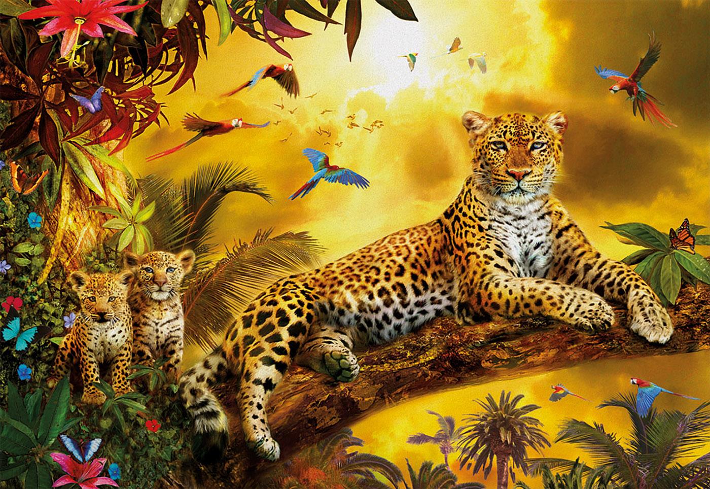 17736 Educa Puzzle Leopard And His Cubs 500 Parça Puzzle