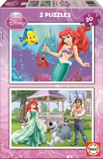 15594 Educa Puzzle Little Mermaid, Disney 2 X 20 Parça Karton Puzzle