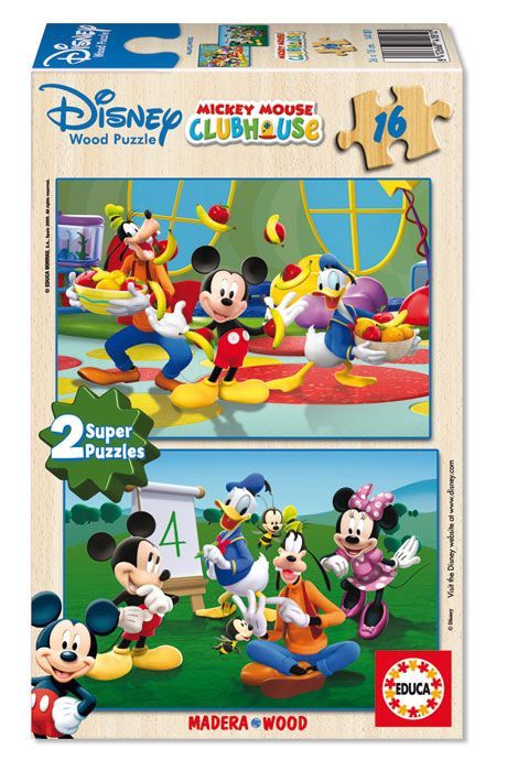 14181 Educa Puzzle Mickey Mouse, Disney 2 X 16 Parça Ahşap Puzzle