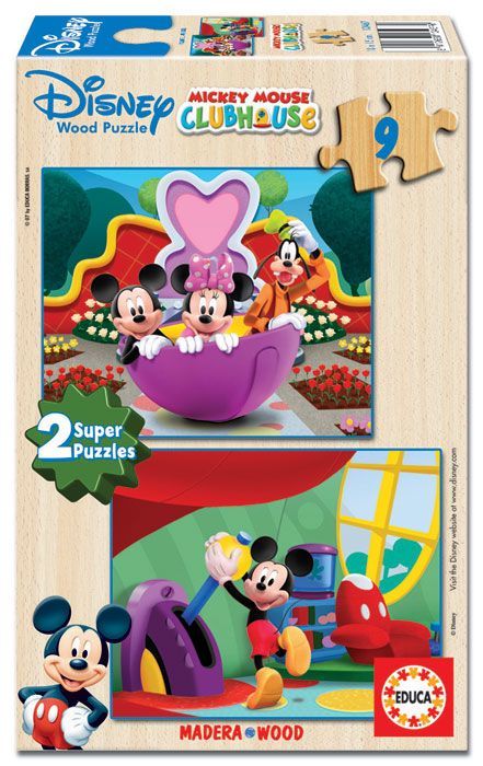 13467 Educa Puzzle Mickey Mouse, Disney 2 X 9 Parça Ahşap Puzzle