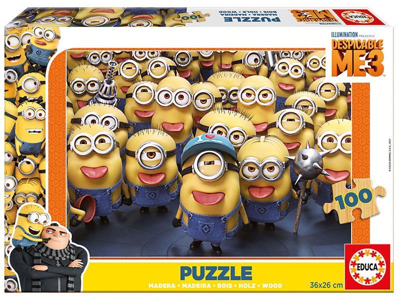 17233 Educa Puzzle Minions 3, Disney 100 Parça Ahşap Puzzle