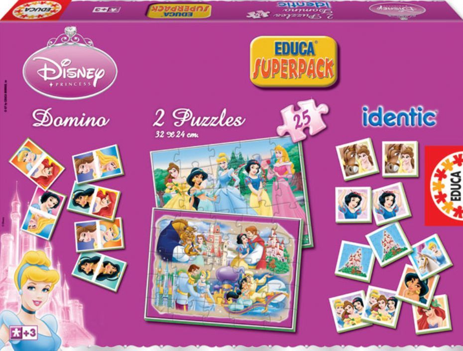 13702 Educa Puzzle Princesses, Disney Superpack Eğitim Seti
