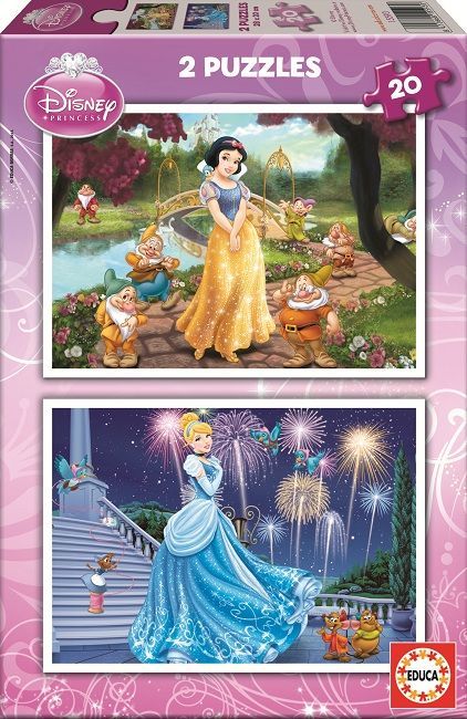 15593 Educa Puzzle Snow White And Cinderella, Disney 2 X 20 Parça Karton Puzzle