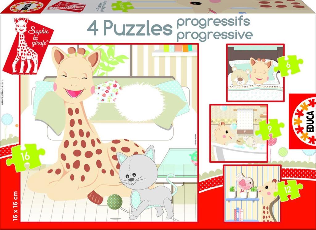 15491 Educa Puzzle Sophie La Girafe 6+9+12+16 Progressive Puzzle