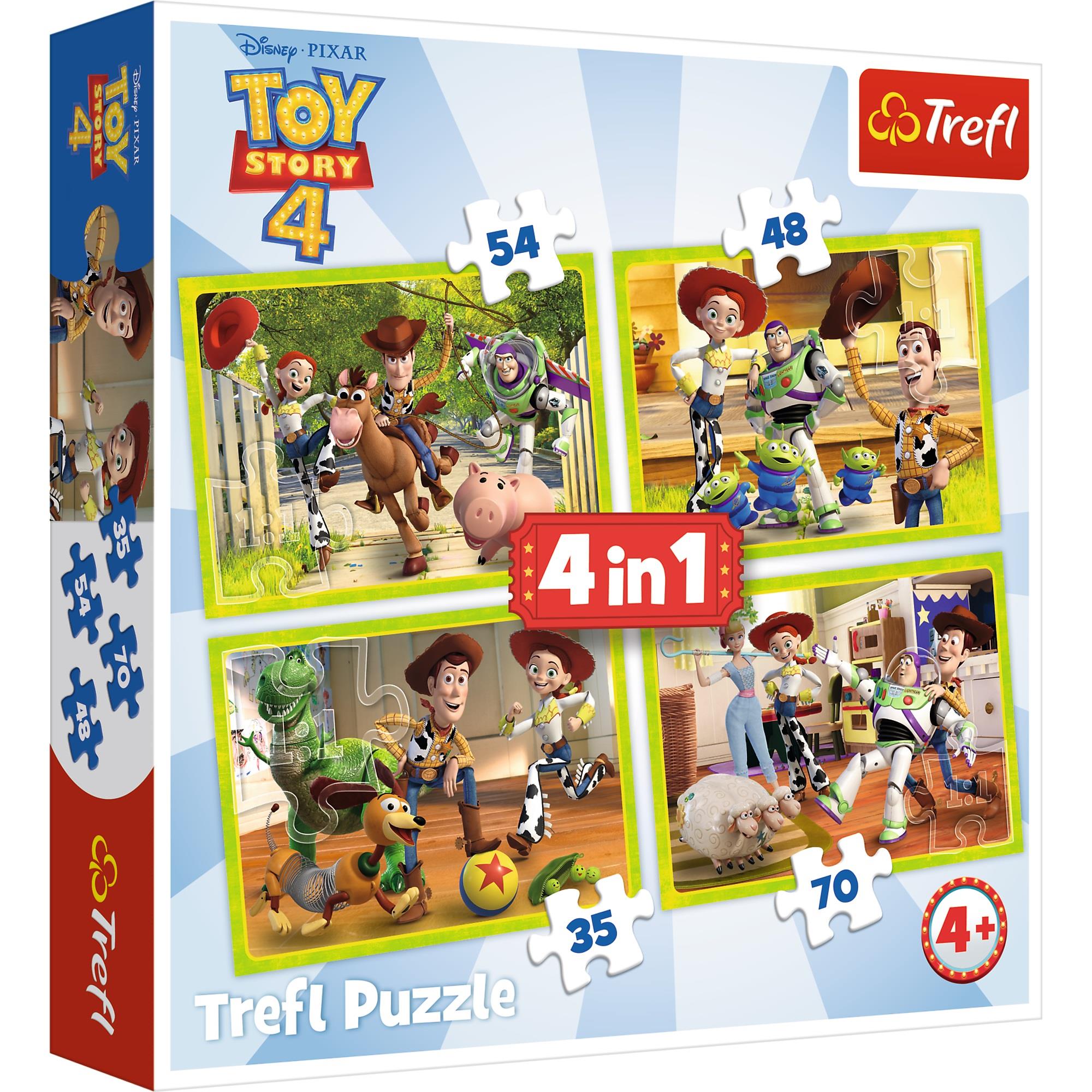 Trefl Çocuk Puzzle 34312 Tref Puzzle Toy Story, Toy Team 4 lü Puzzle (35+48+54+70 Parça) 