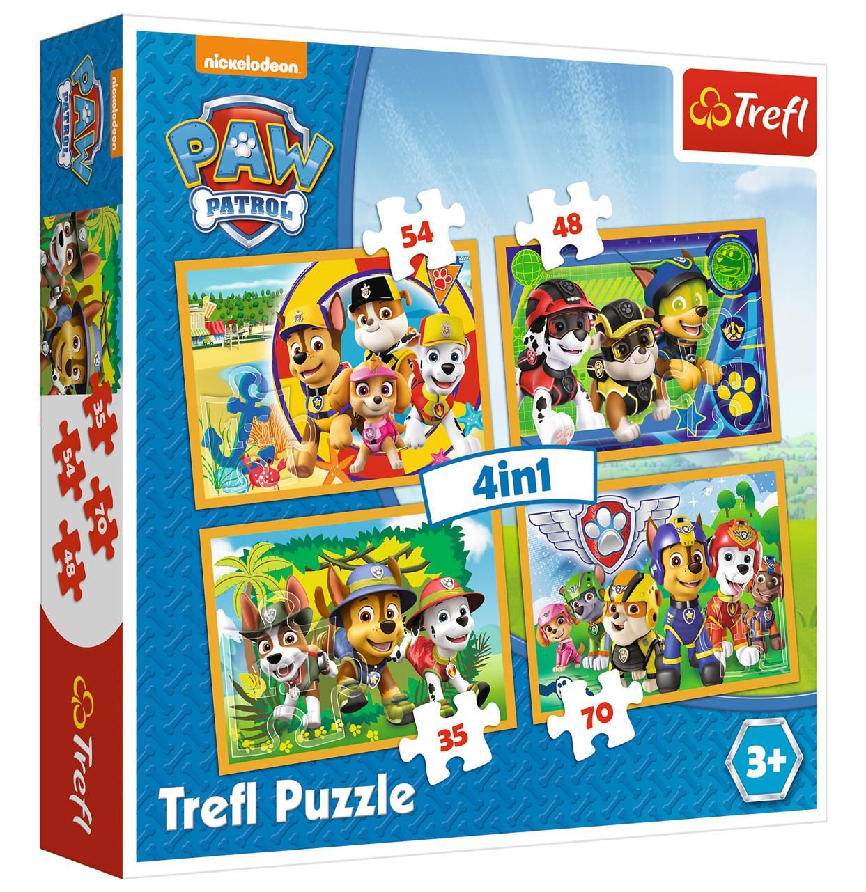 Trefl Çocuk Puzzle 34307 Always On Time, Paw Patrol 35+48+54+70 Parça 4 in 1 Puzzle