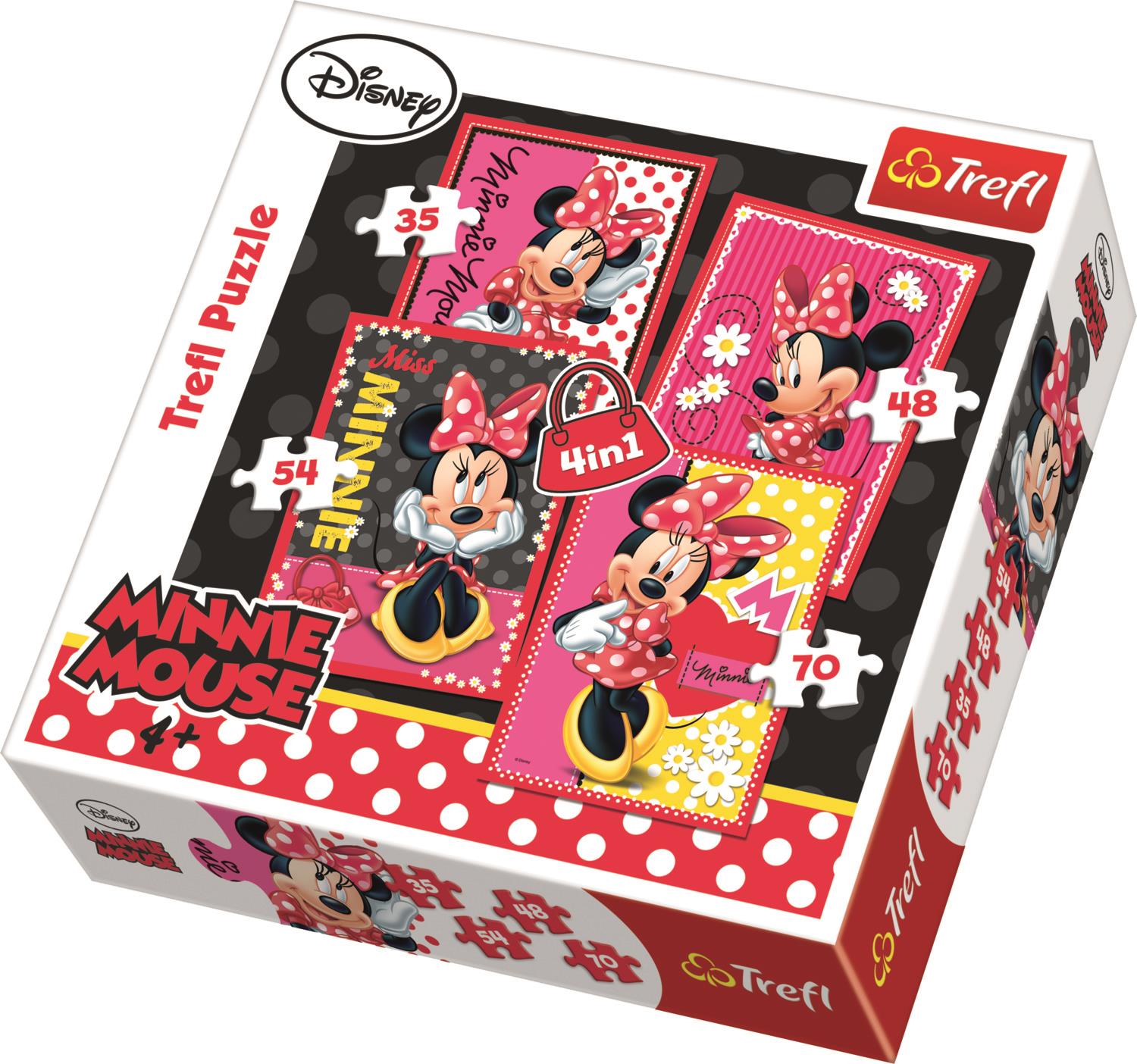 Trefl Çocuk Puzzle 34119 Beautiful Minnie, Disney 35+48+54+70 Parça 4 in 1 Puzzle