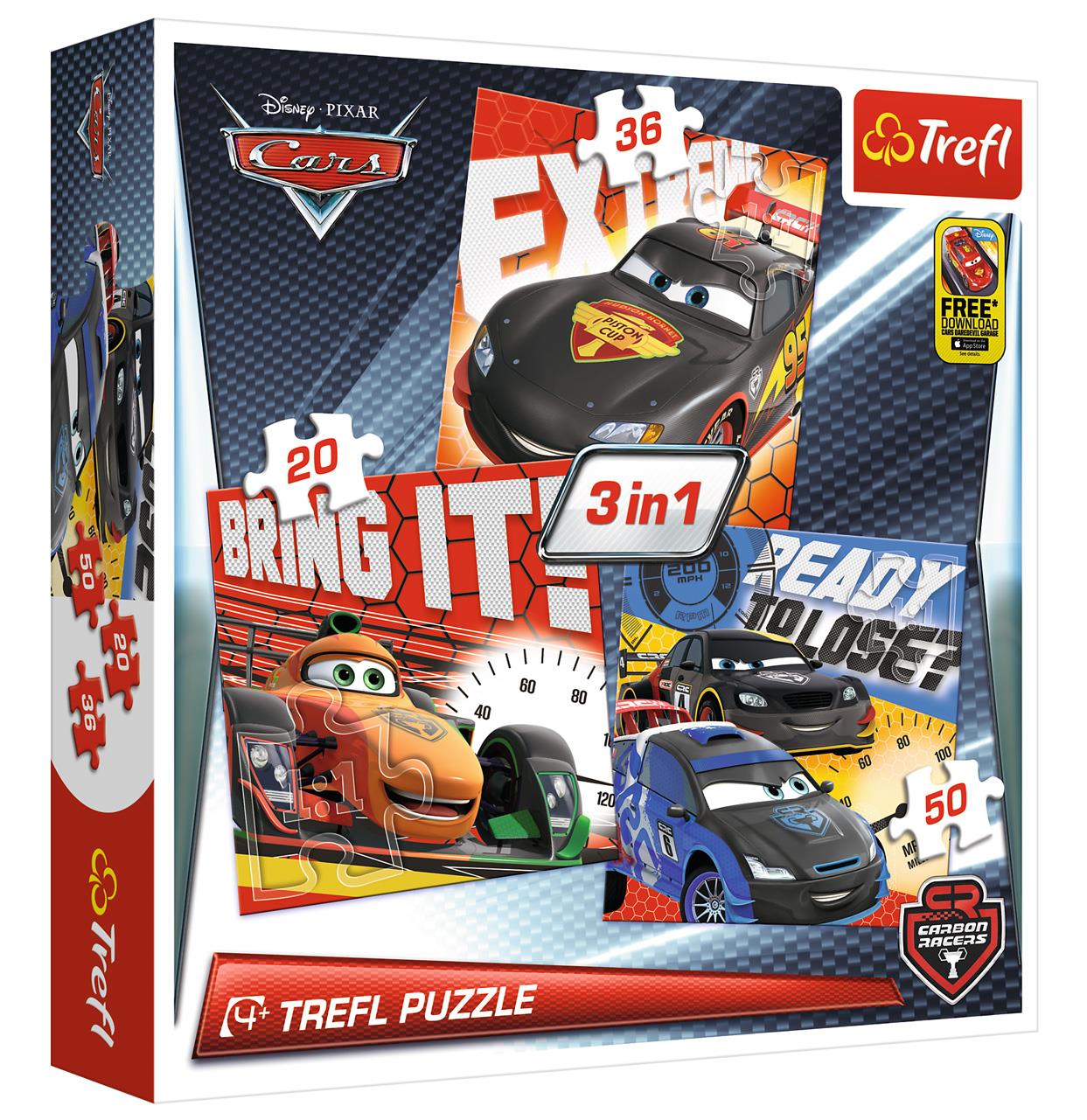 Trefl Çocuk Puzzle 34819 Cars 2 After The Race, Disney 20+36+50 Parça 3 in 1 Puzzle