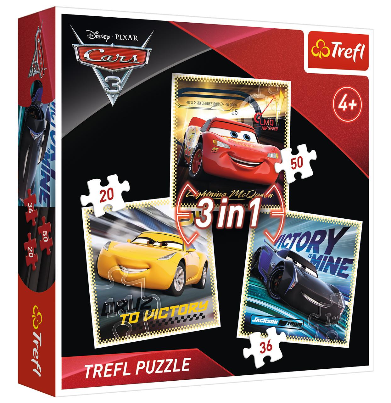 Trefl Çocuk Puzzle 34820 Cars 3 Racing Legends, Disney 20+36+50 Parça 3 in 1 Puzzle