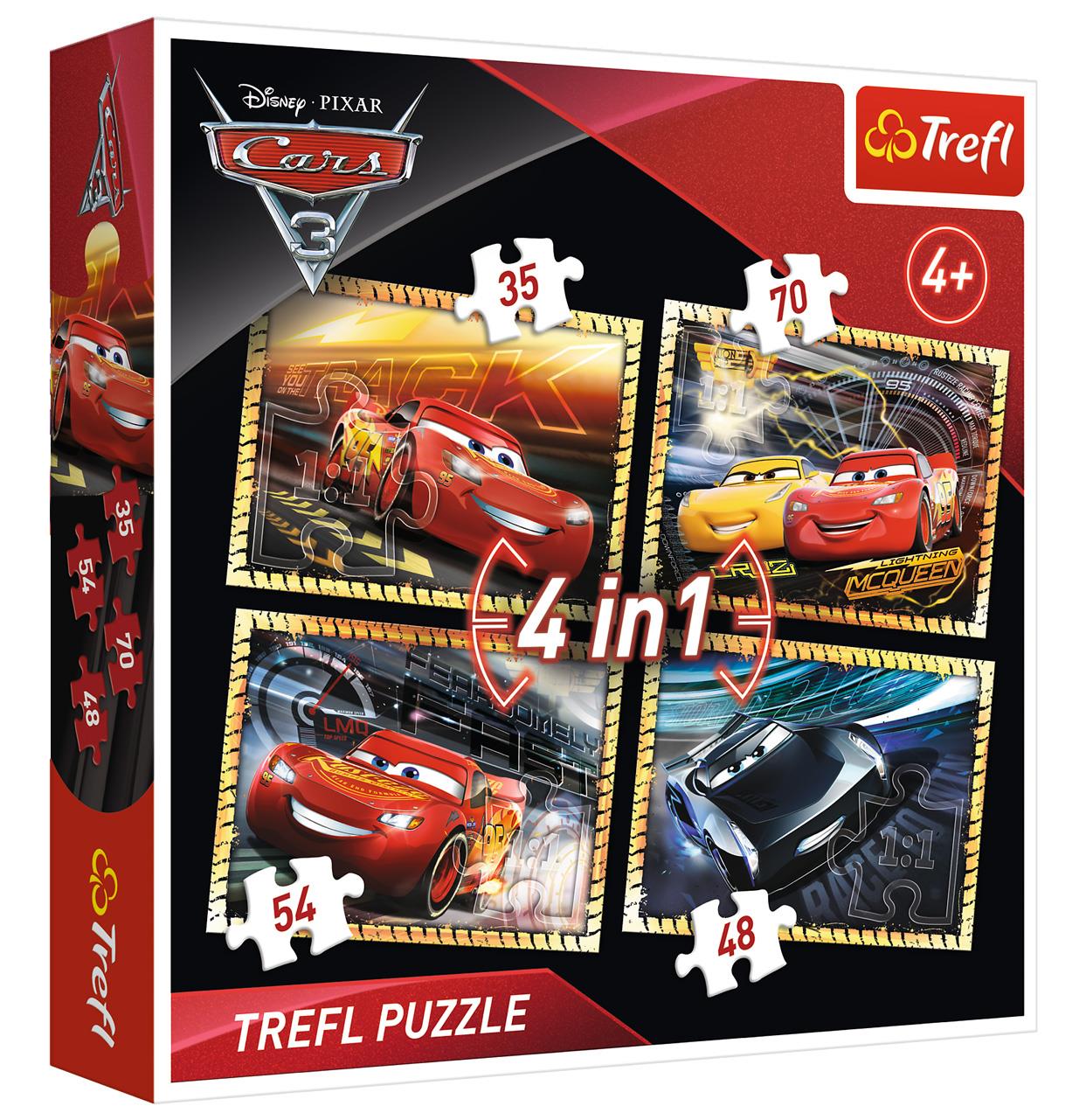 Trefl Çocuk Puzzle 34276 Cars 3 Ready To Race, Disney 35+48+54+70 Parça 4 in 1 Puzzle