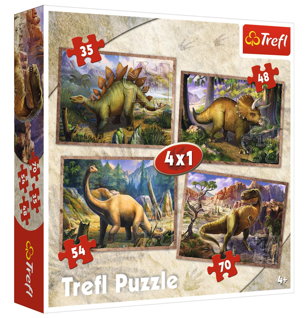 Trefl Çocuk Puzzle 34249 Dinosaurs 35+48+54+70 Parça 4 in 1 Puzzle