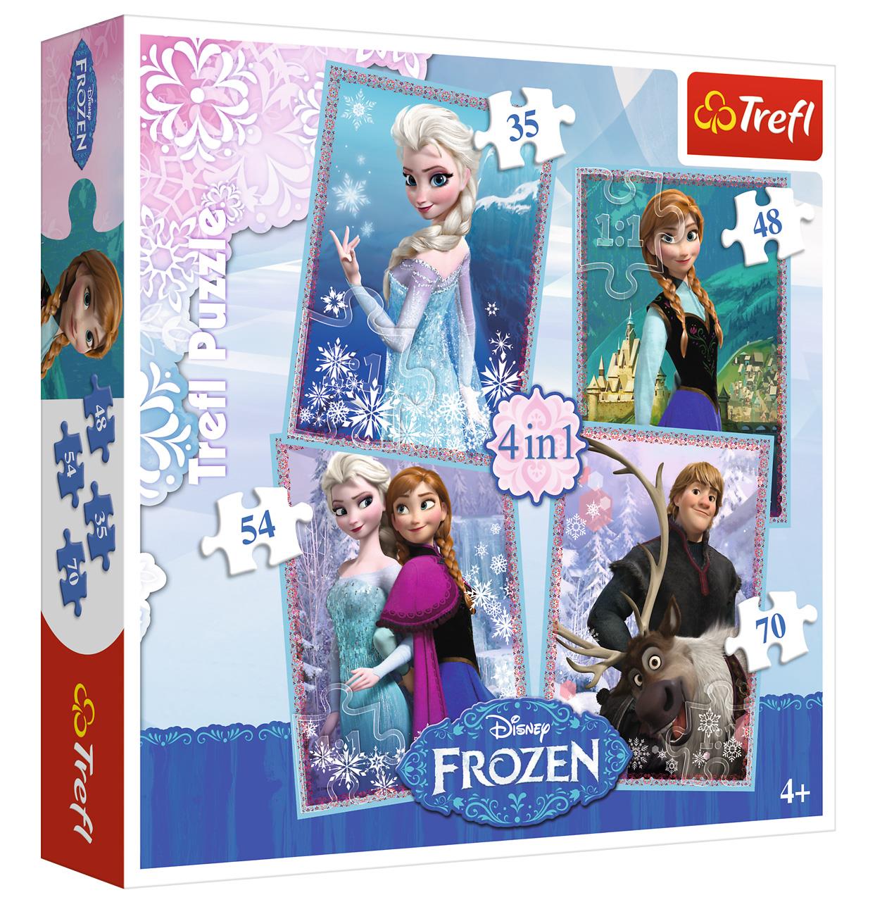 Trefl Çocuk Puzzle 34210 Frozen, Disney 35+48+54+70 Parça 4 in 1 Puzzle