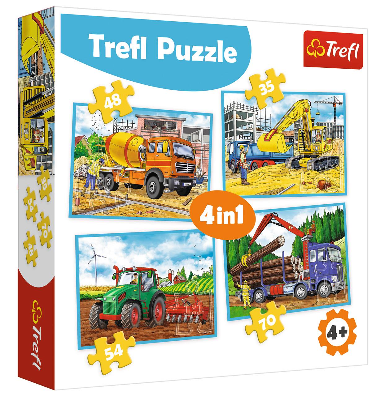 Trefl Çocuk Puzzle 34298 Large Construction Machines 35+48+54+70 Parça 4 in 1 Puzzle