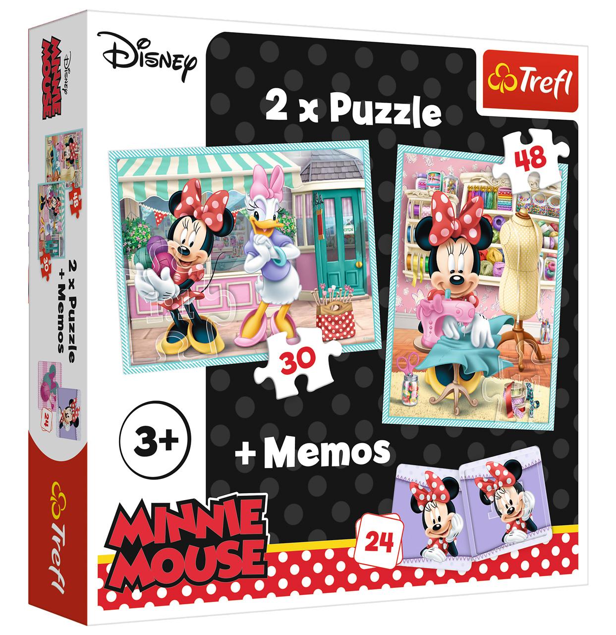 Trefl Çocuk Puzzle 90605 Minnie's Hobby, Disney 2 in 1 + Memos Puzzle