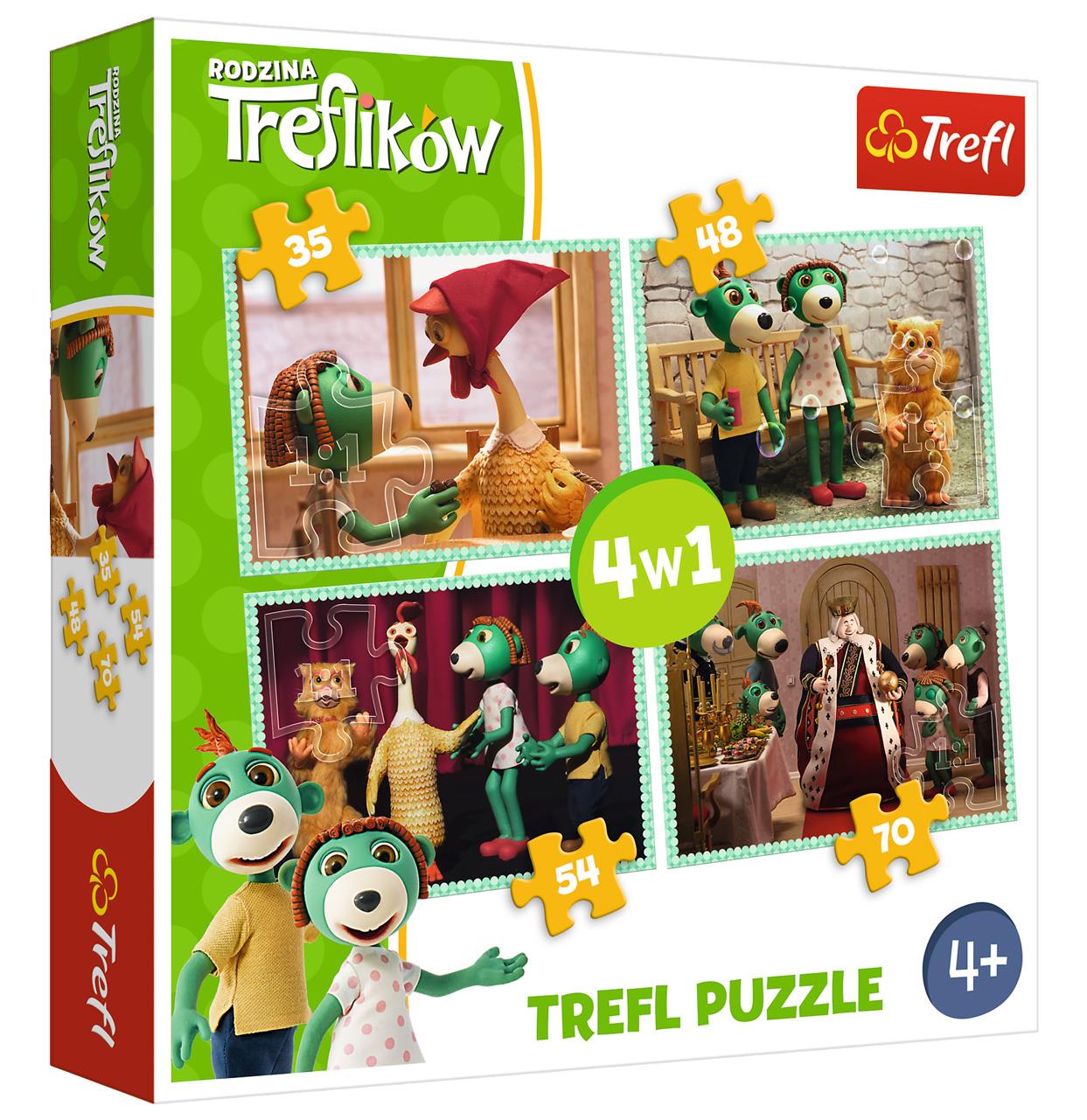 Trefl Çocuk Puzzle 34290 New Friends, Treflik Family, 35+48+54+70 Parça 4 in 1 Puzzle