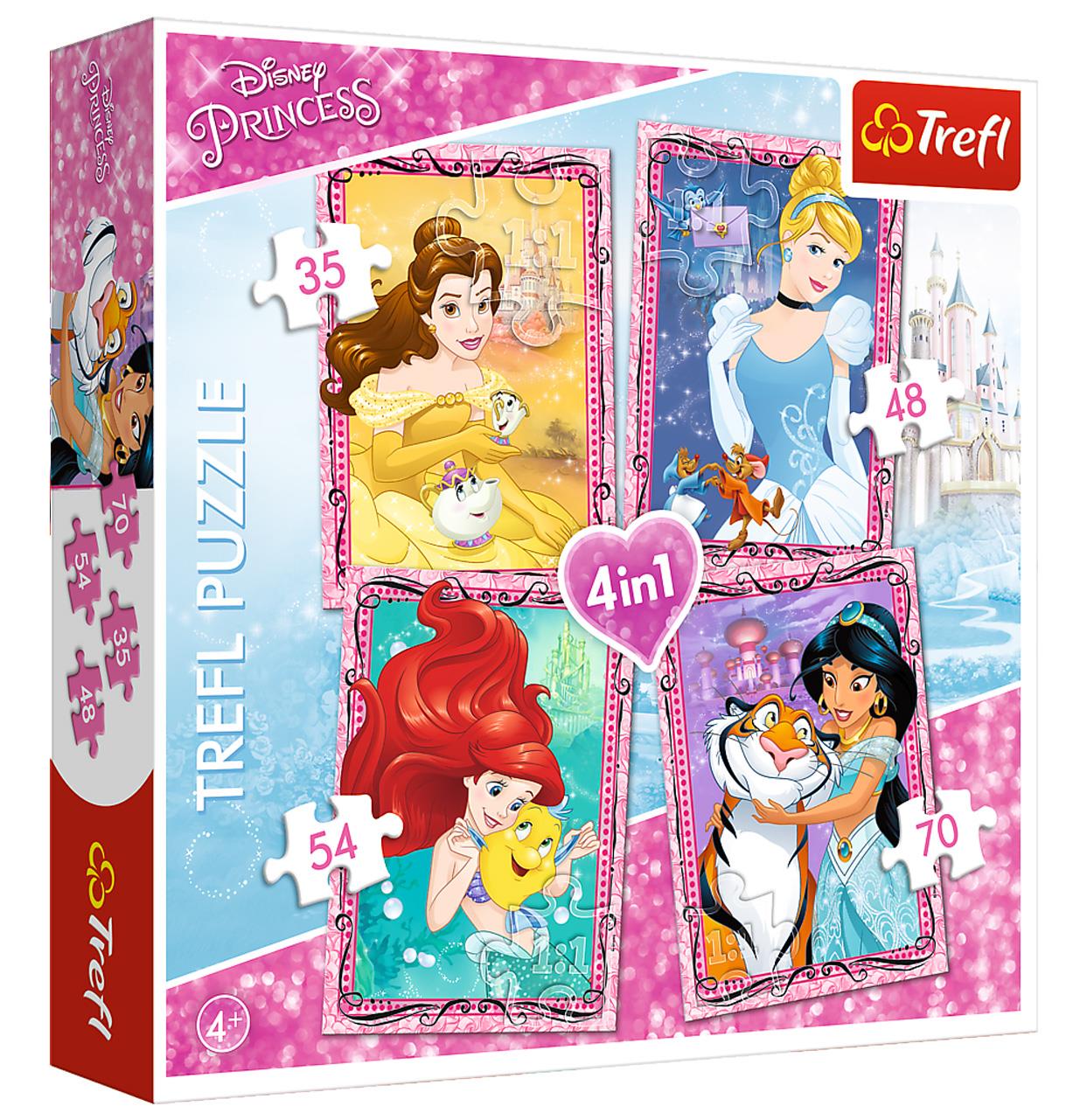 Trefl Çocuk Puzzle 34256 Princess With Friends, Disney 35+48+54+70 Parça 4 in 1 Puzzle