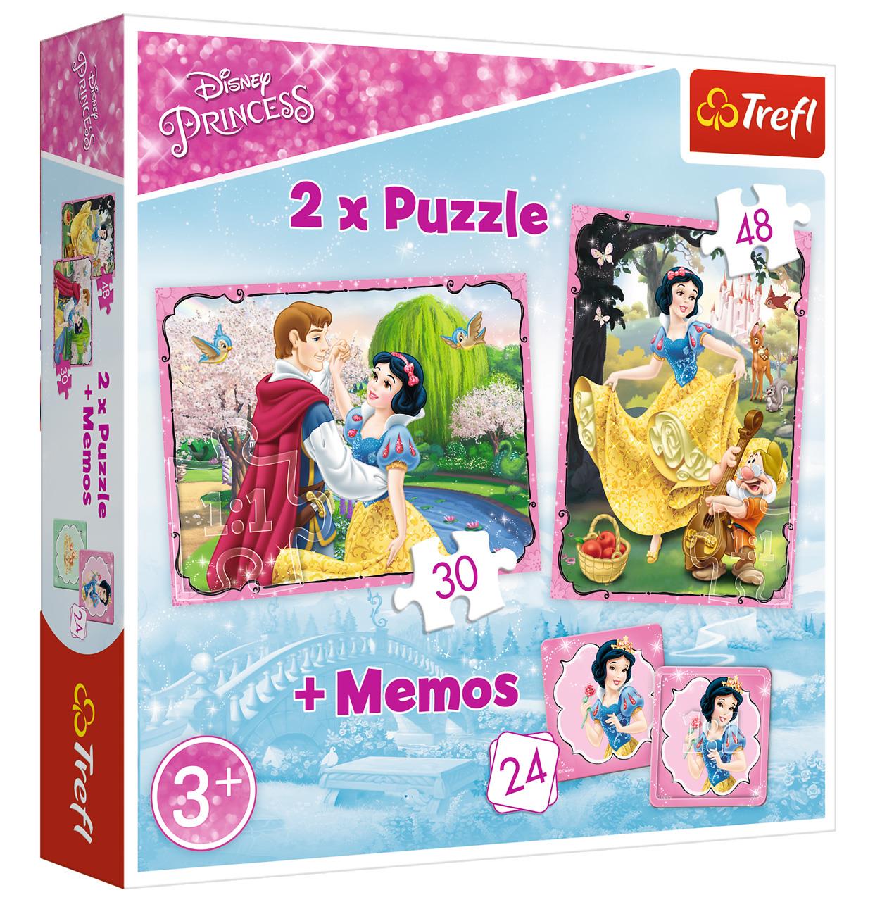 Trefl Çocuk Puzzle 90603 Snow White In Love, Disney 2 in 1 + Memos Puzzle