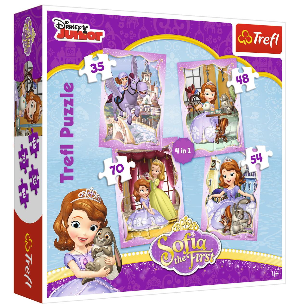 Trefl Çocuk Puzzle 34247 Sofia The First, Disney 35+48+54+70 Parça 4 in 1 Puzzle