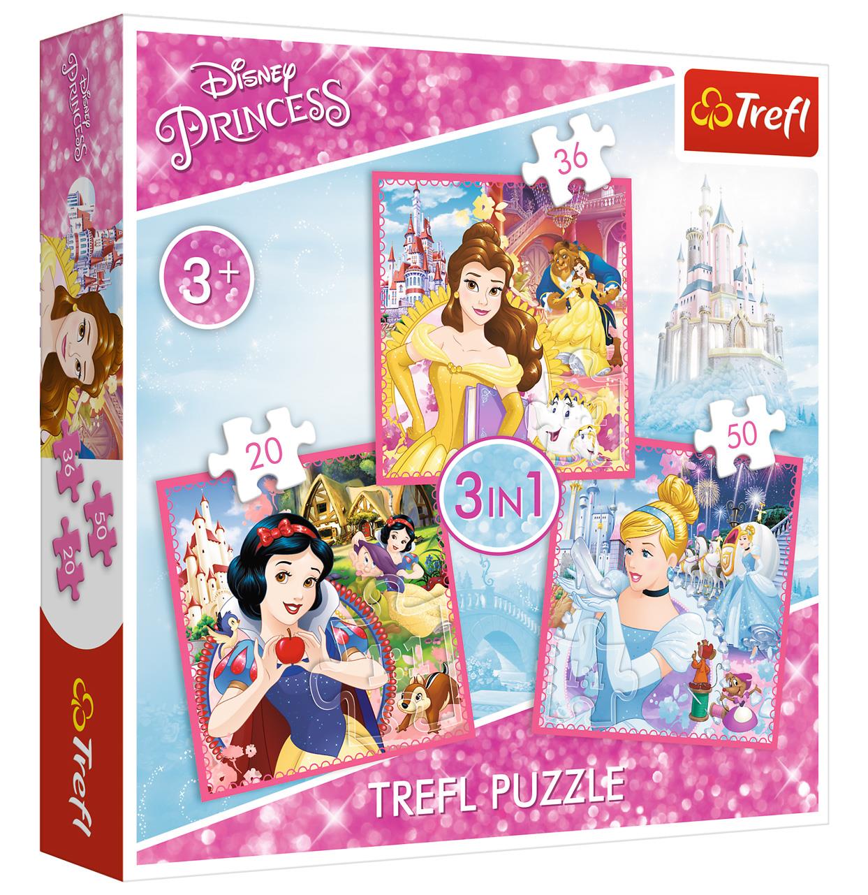 Trefl Çocuk Puzzle 34833 The Enchanted World Of Princess, Disney 20+36+50 Parça 3 in 1 Puzzle