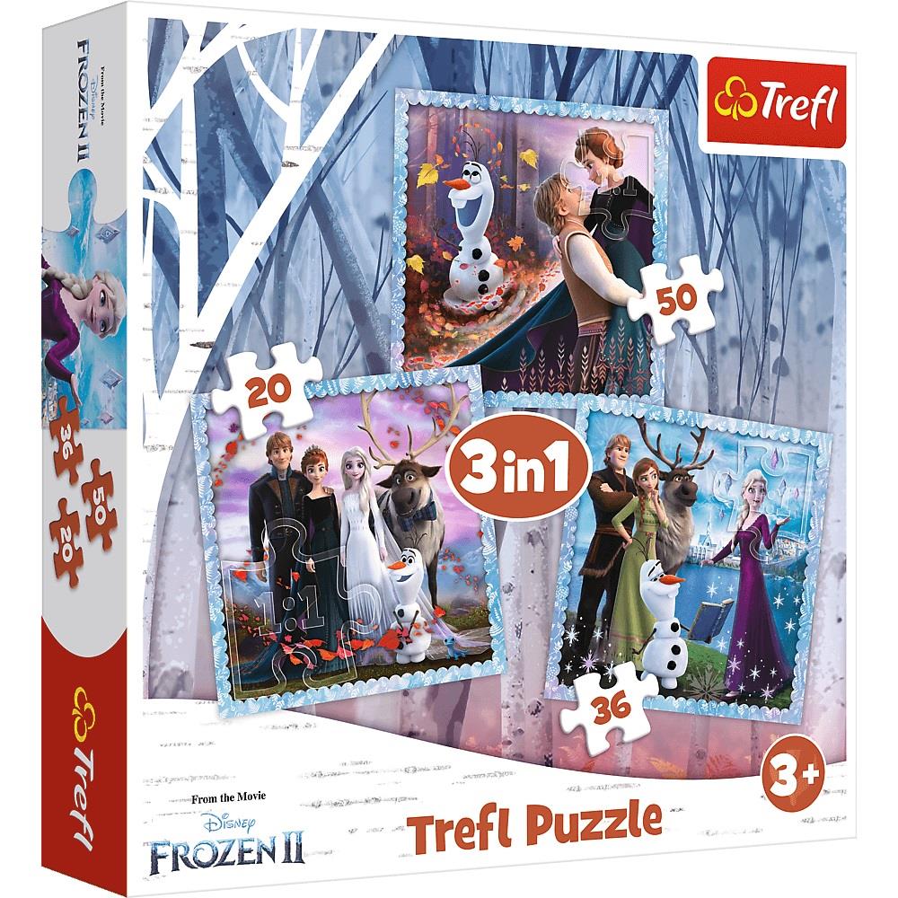 Trefl Çocuk Puzzle 34832 Frozen Winter Magic, Disney 20+36+50 Parça 3 in 1 Puzzle