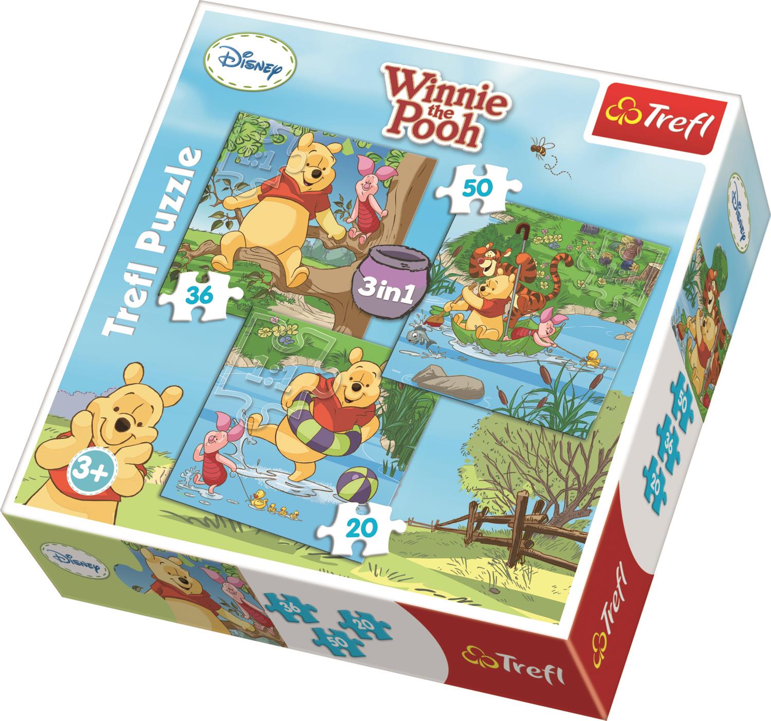 Trefl Çocuk Puzzle 34106 Winnie The Pooh Let's Play, Disney 20+36+50 Parça 3 in 1 Puzzle