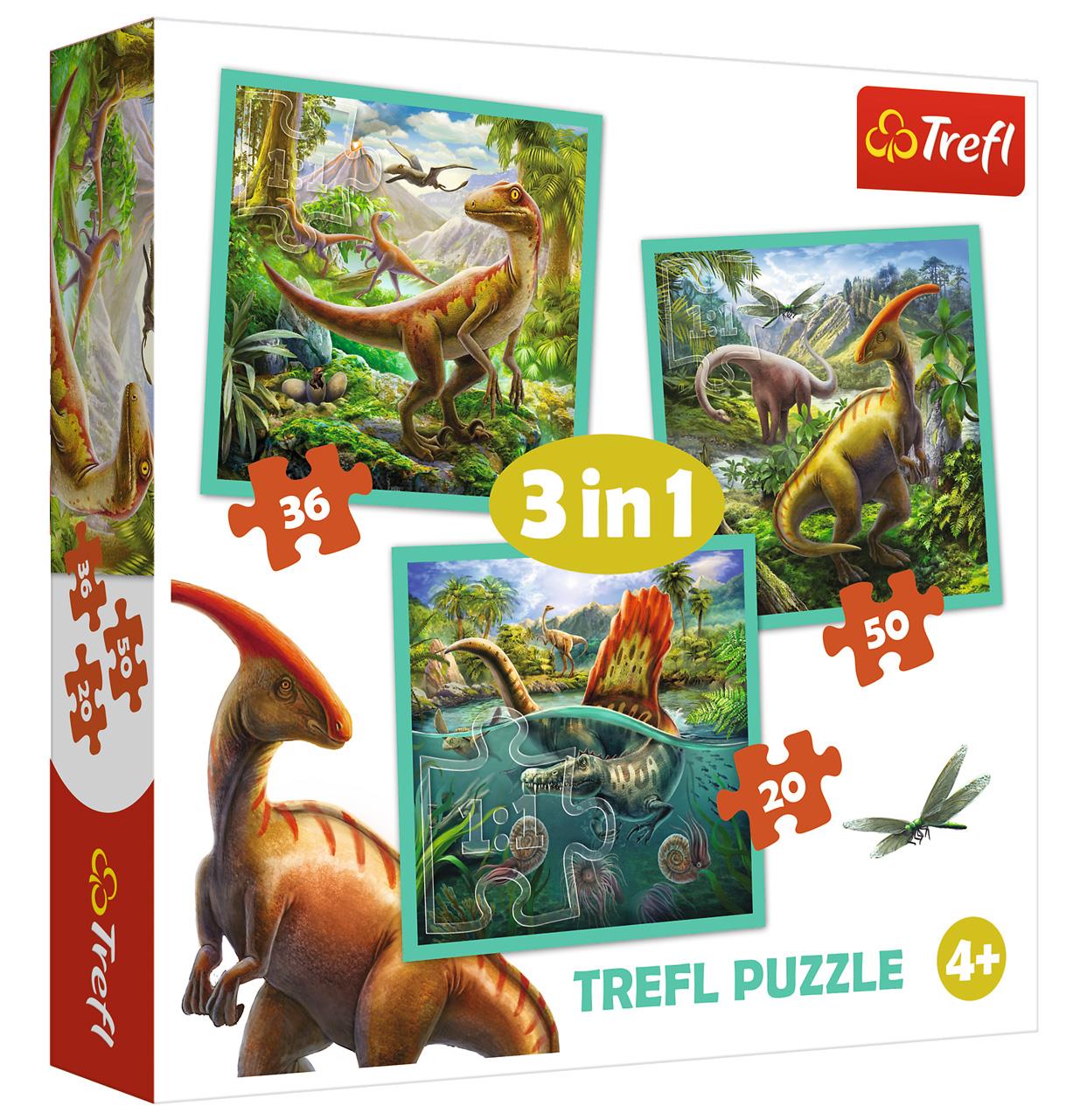 Trefl Çocuk Puzzle 34837 World Of Dinosaur 20+36+50 Parça 3 in 1 Puzzle